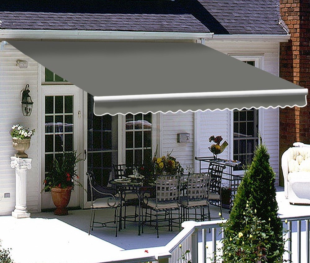Retractable Awning Patio Cover Folding Arm Grey 40m X 25m Motorised